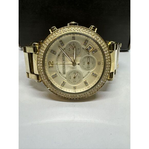 Michael Kors Parker MK5354 Women Michael Kors Parker MK5354 Women\'s Gold Stainless Steel Analog Dial Watch JNA206